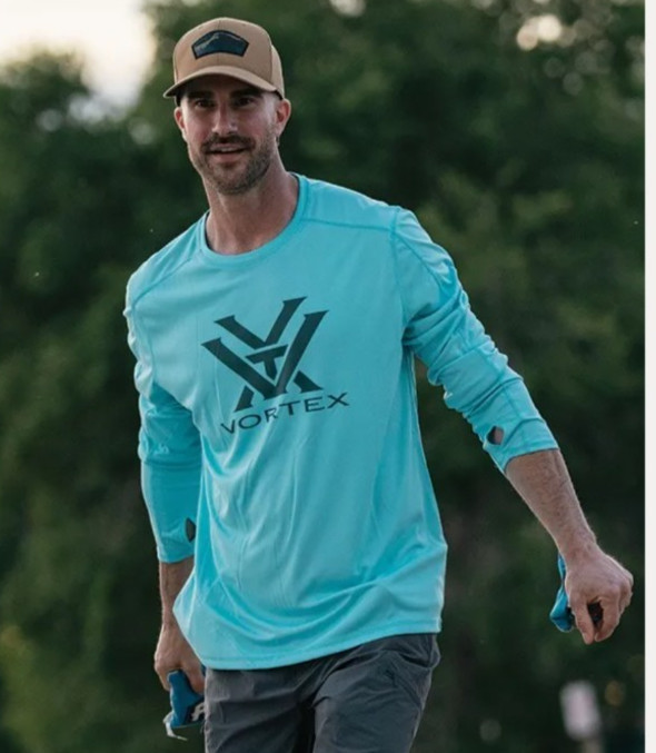 NWT Vortex Optics Sun Slayer Mens Long Sleeve Shirt SZ Small Blue UPF 50 Outdoor