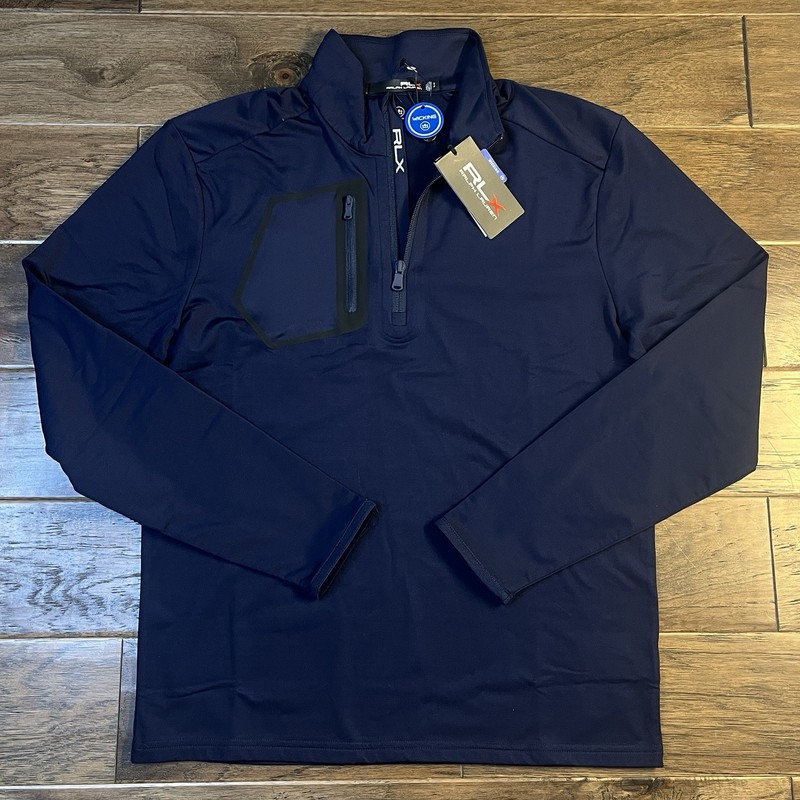 RLX Ralph Lauren Luxury Performance Jersey 1/4 Zip Pullover Blue Small New $125 gallery