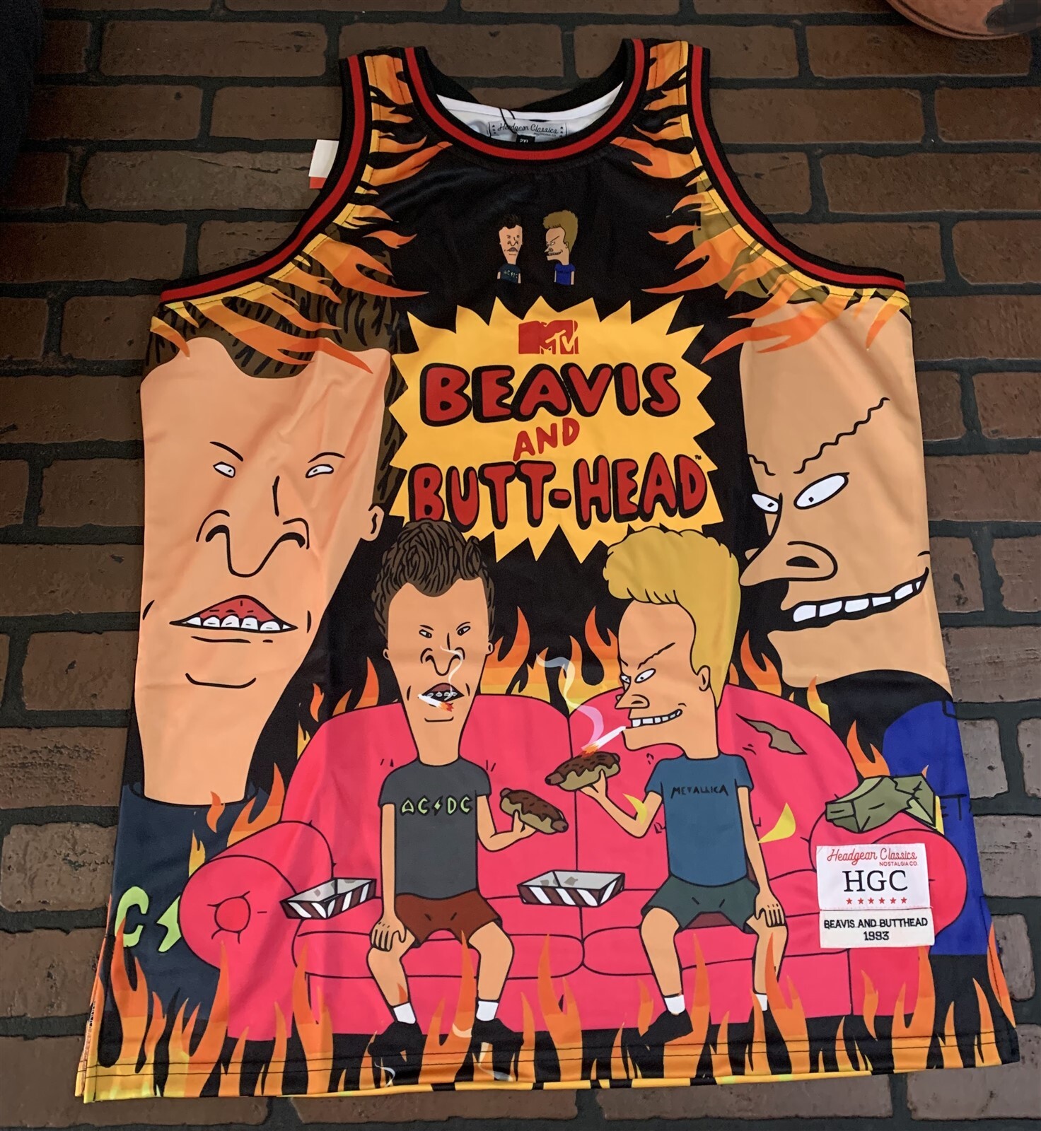 BEAVIS & BUTTHEAD Headgear Classics Basketball Fire Jersey~Never Worn~S M L XL2X gallery