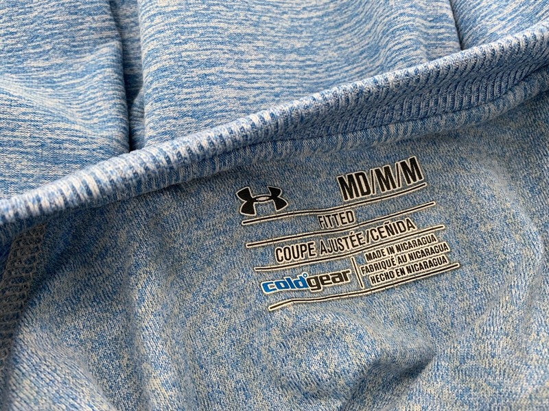 Under Armour Fitted Pullover Sweatshirt M Men Light Blue Poly Crew YGI D2-403 gallery