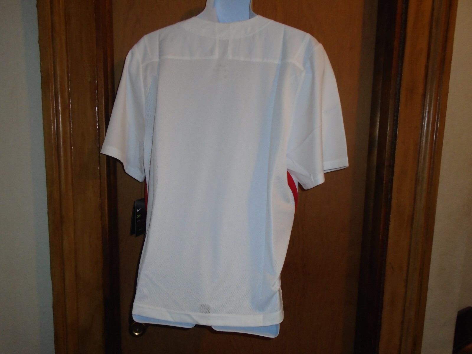 Nike Dri Fit White Red Men's Lacrosse Shirt Small 881252-109 NWT gallery
