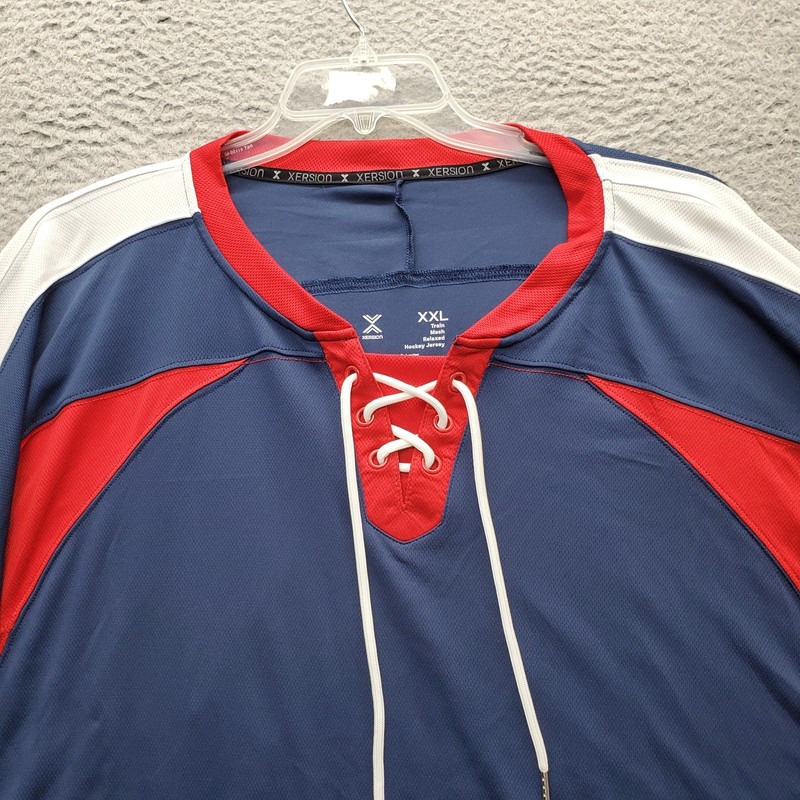 Xersion Hockey Jersey Mens XXL Multi Train Mesh Relaxed Split Tie Neck Quick Dry gallery