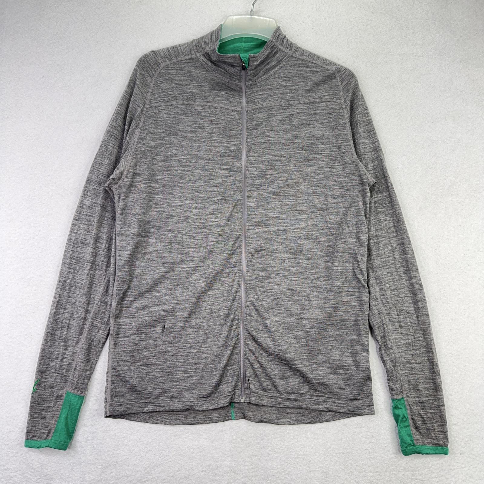 Ibex Men's Full Zip Jacket L Gray 100% Zque Certified Merino Wool Base Layer gallery