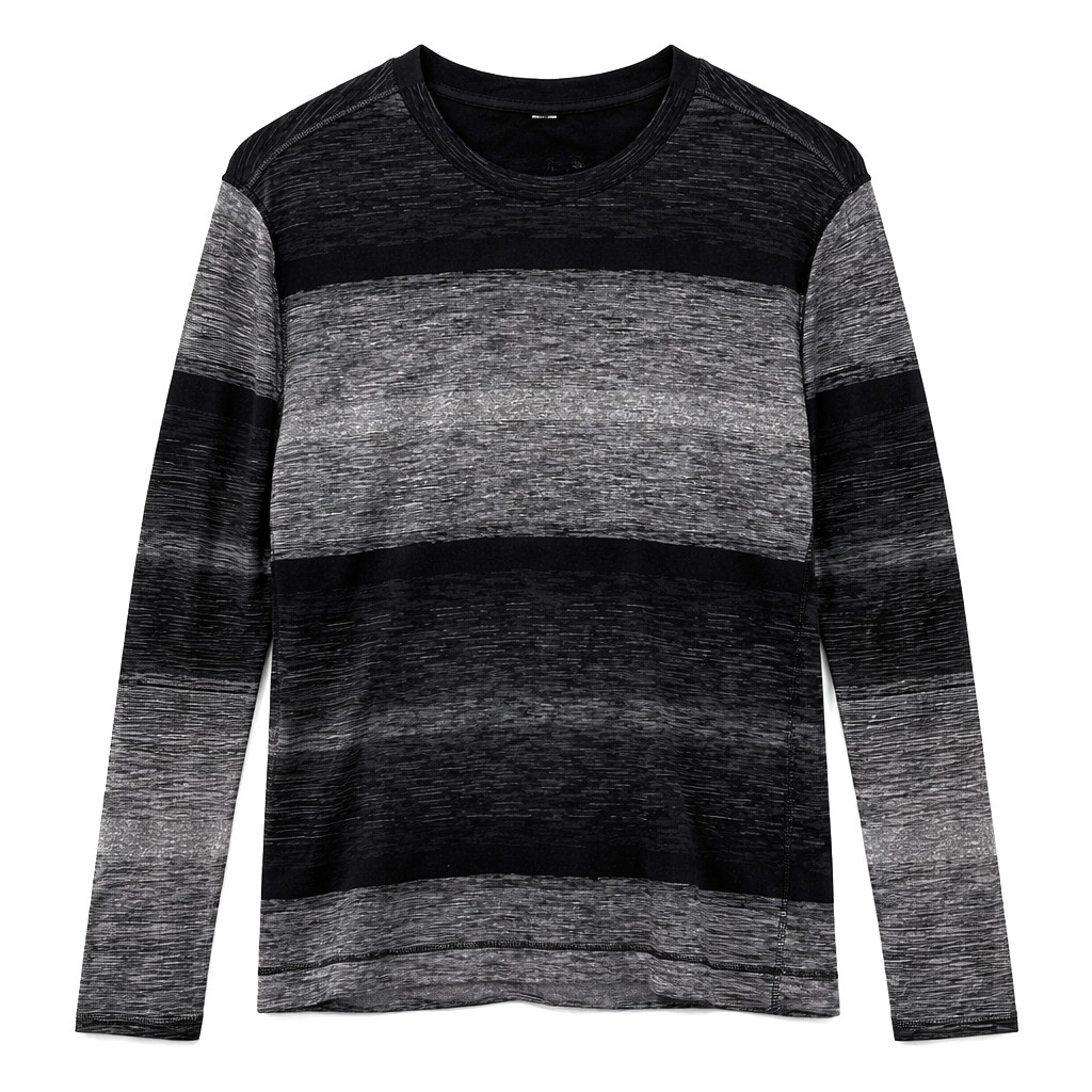Lululemon Core Crew Long Sleeve Rulu Shirt Universal Stripe Men's Size XL Black gallery