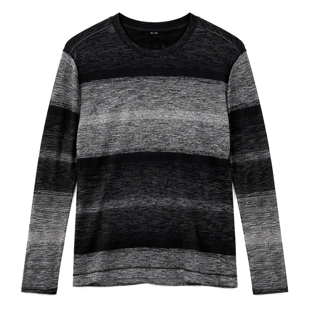 Lululemon Core Crew Long Sleeve Rulu Shirt Universal Stripe Men's Size XL Black