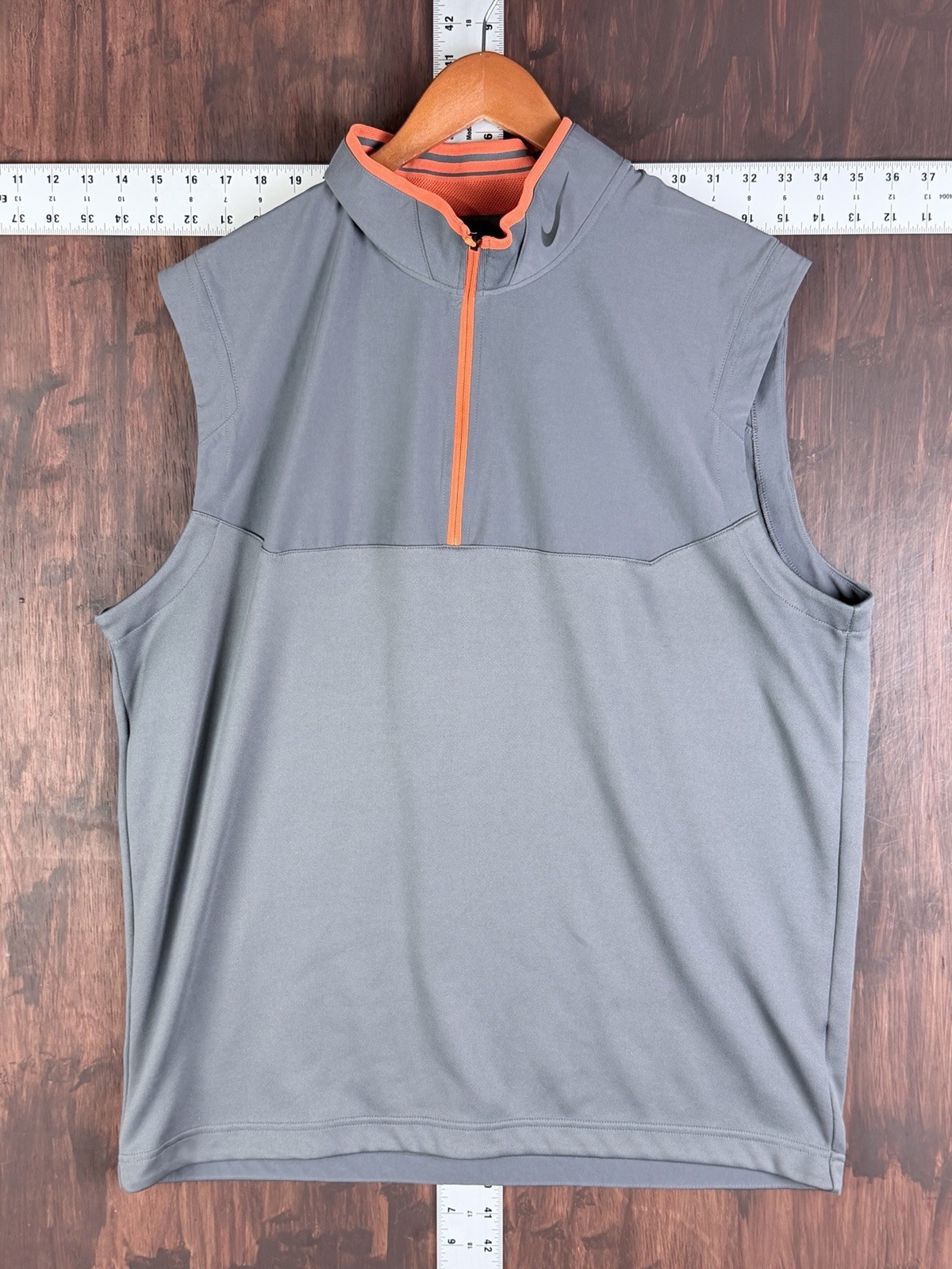 Nike Gilet Golf Tour Performance Dri Fit Half Zip Vest Gray Orange Men’s XL gallery