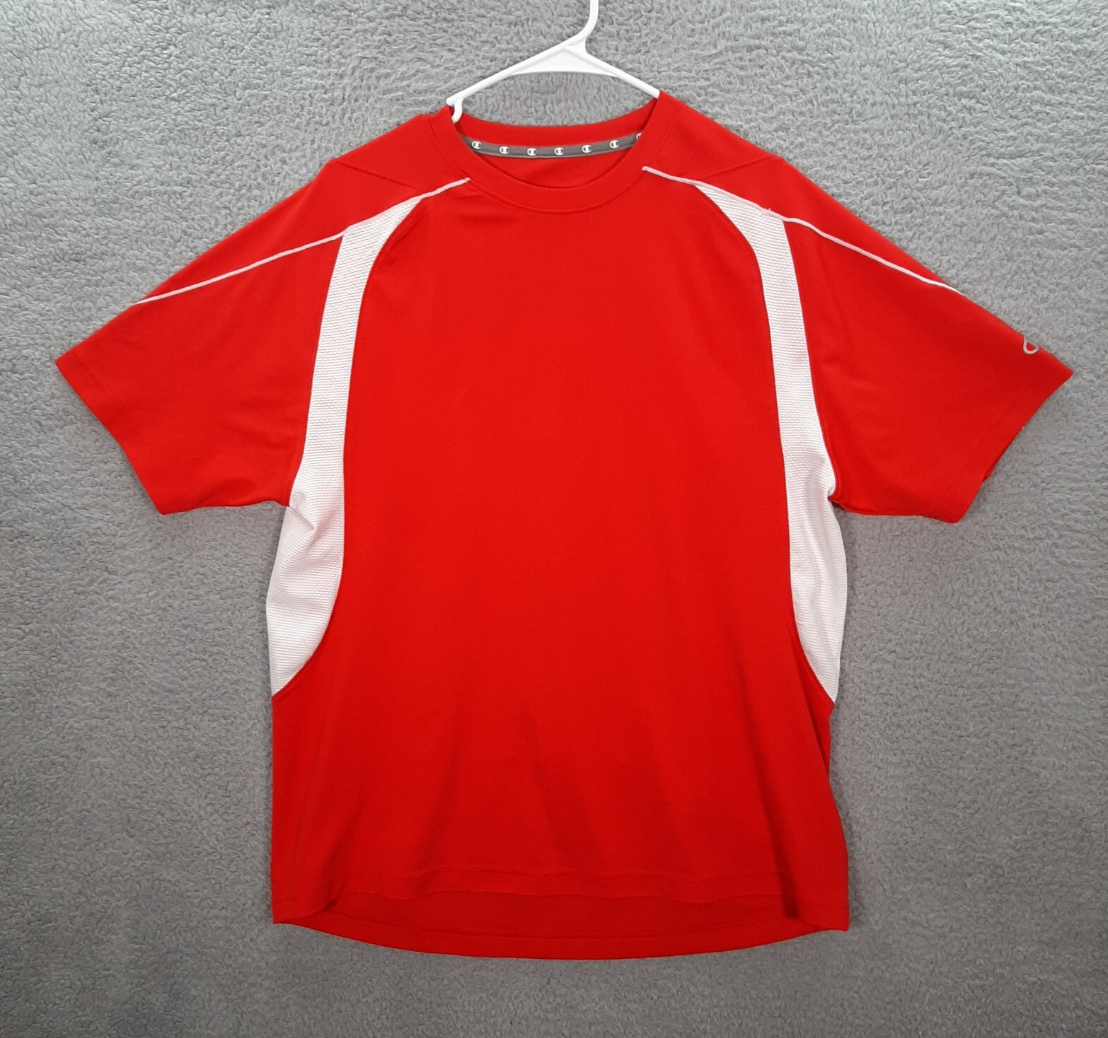Champion Shirt Adult Large Red White Double Dry Performance Stretch Sports Mens gallery