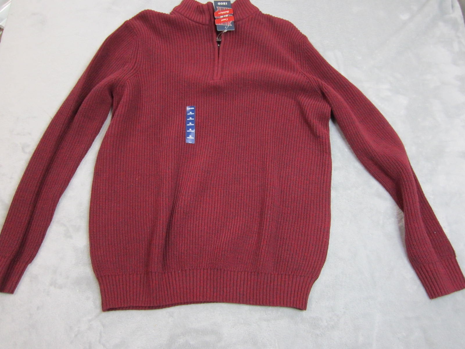IZOD Sweater Pullover Mens Extra Large Biking Red 1/4 Zip Mock Neck Preppy New gallery