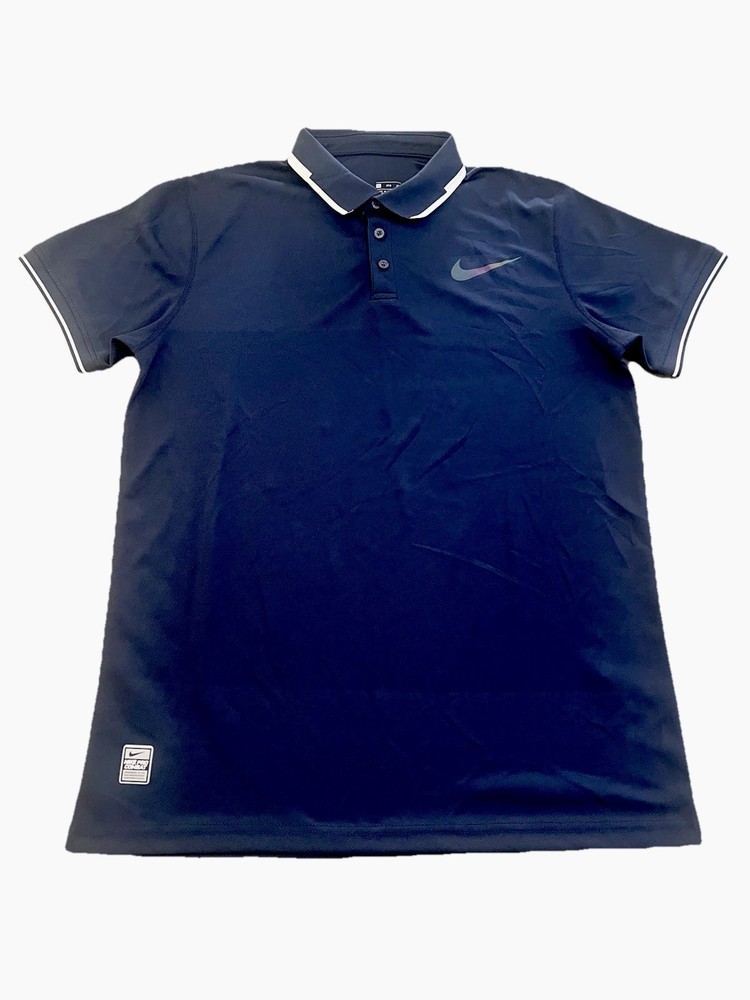 Nike Dri Fit Polo Shirt Men’s 2XL Blue Short Sleeve Swoosh Athletic