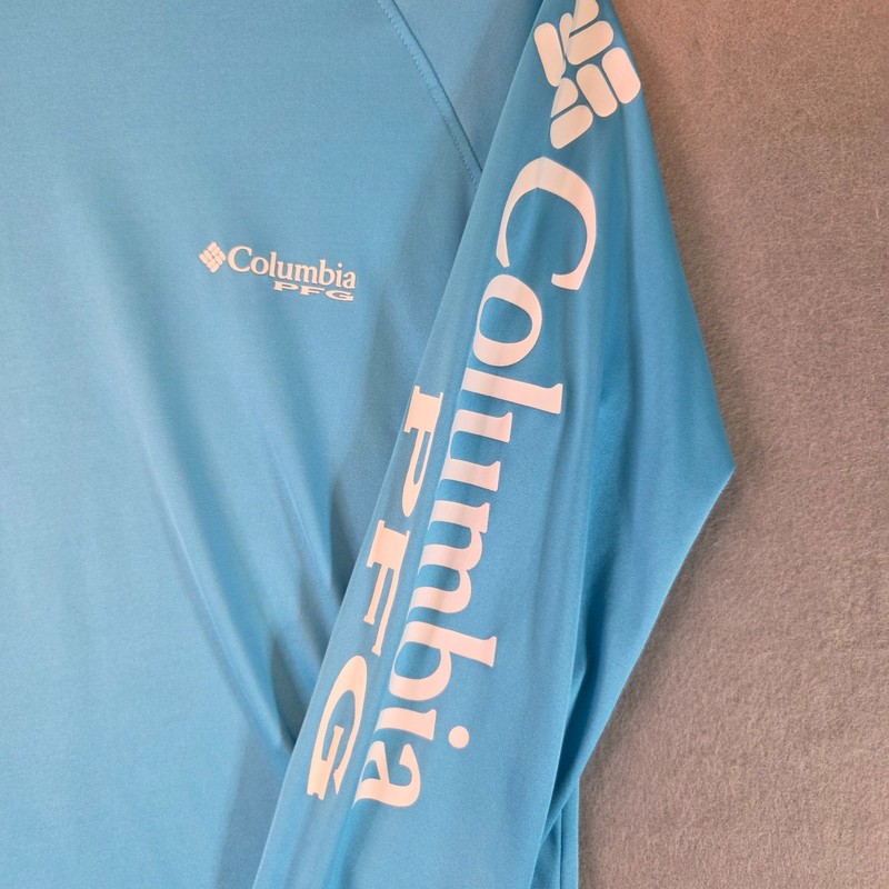 ​Columbia PFG Terminal Tackle Shirt Mens Medium Blue Long Sleeve Omni-Shade UV gallery