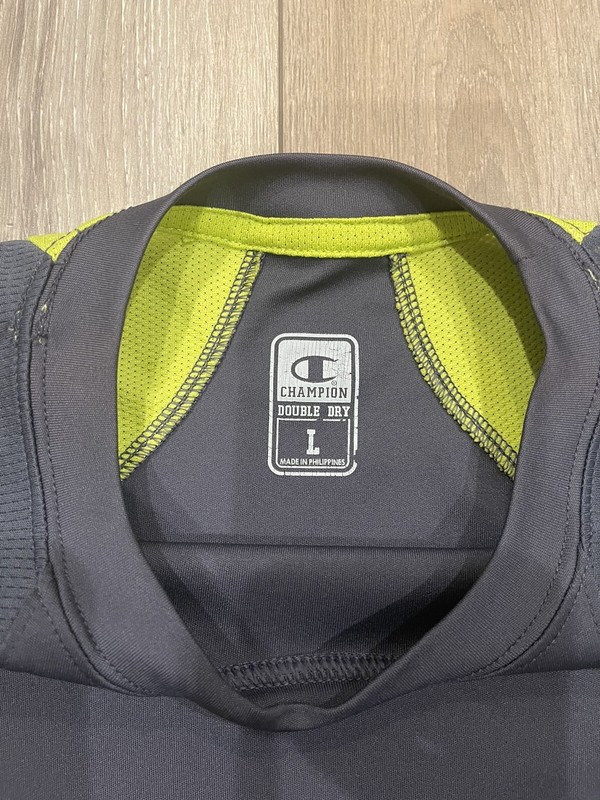 CHAMPION Double Dry Men’s Athletic T-Shirt Large Gray Neon Yellow gallery