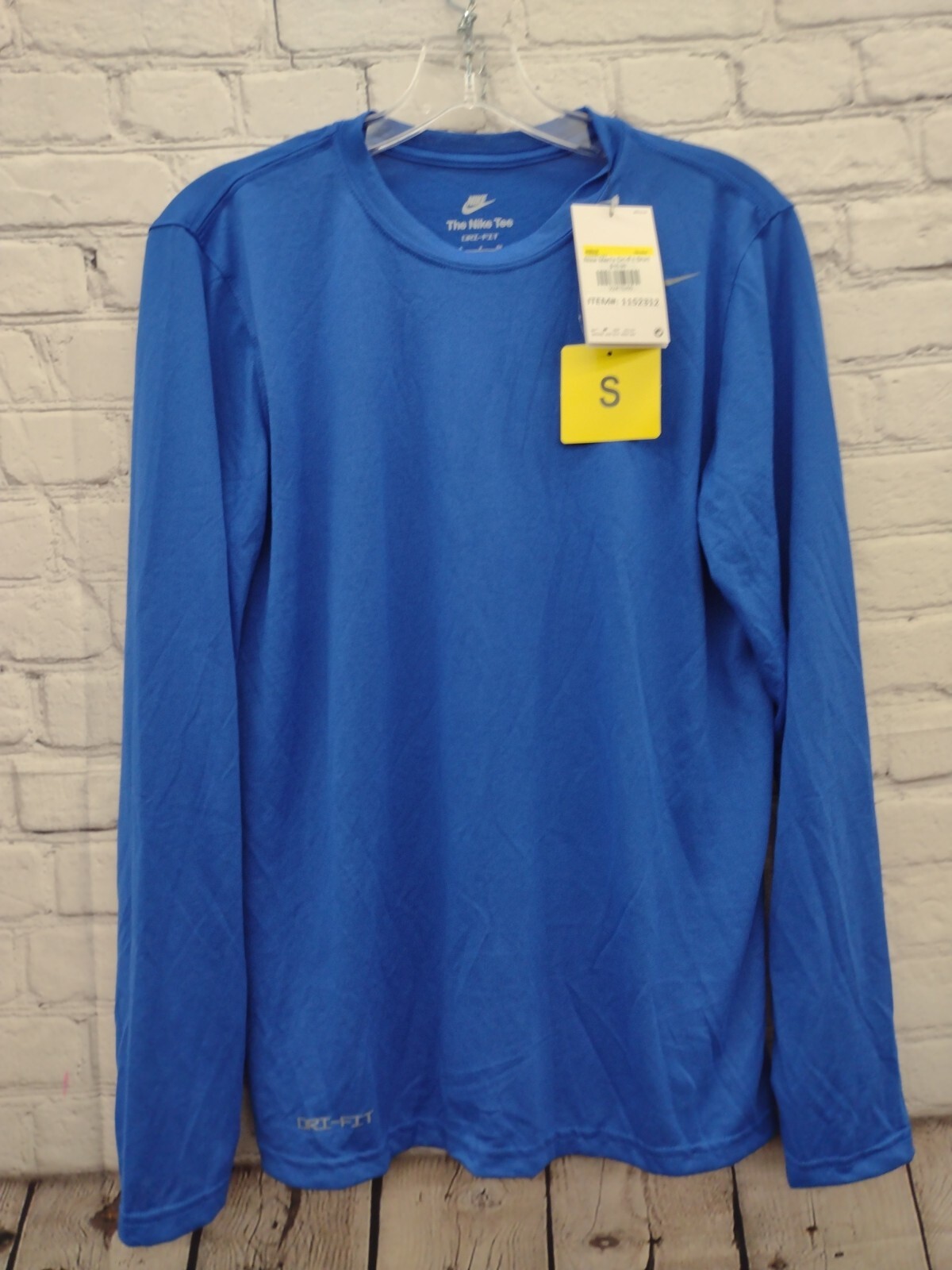 Nike Tee Dry-Fit Longsleeve Active Shirts, Blue, Size Small gallery