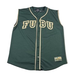Vintage FUBU Sports Baseball Jersey Mens XXL Green Button Up 05 Korea Y2K