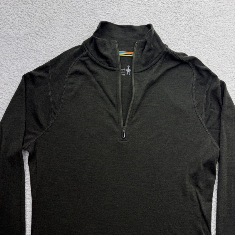 Smartwool Mens Merino Wool Quarter Zip Base Layer Top Dark Green Size Medium gallery