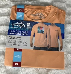 Reel Life Mens Size XL Peach Sun Defender Sun & Water Sport Shirt Lightweight