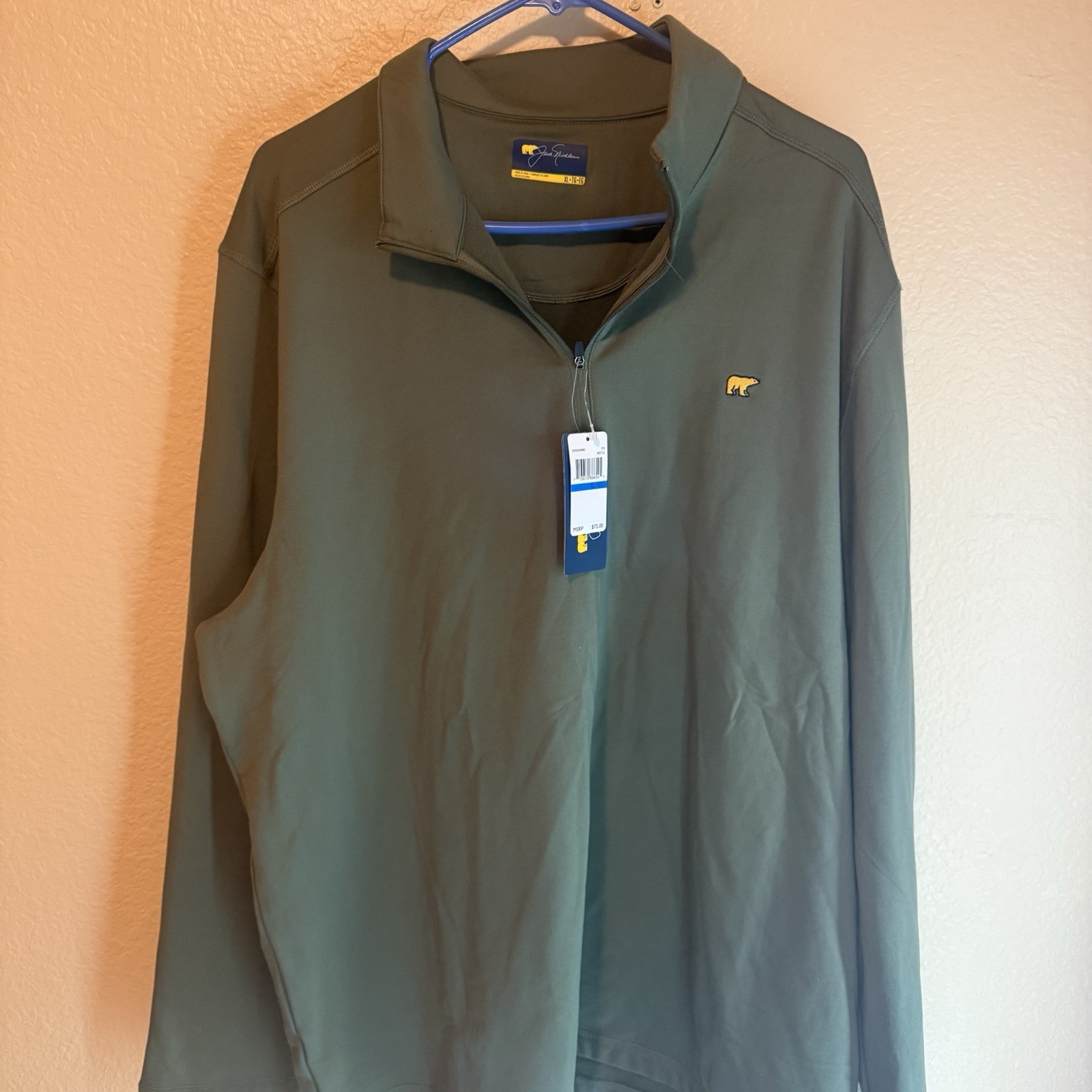 Jack Nicklaus Men's Green XL 1/4 Zip Mock Neck Golf Pullover Polyester gallery