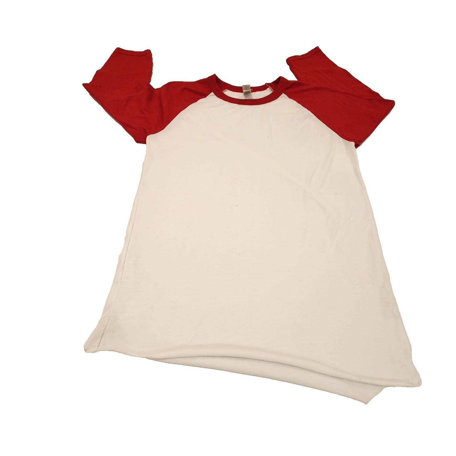 Jerzees Raglan T Shirt Juniors Size Small Plain Baseball 3/4 Sleeve Red White gallery