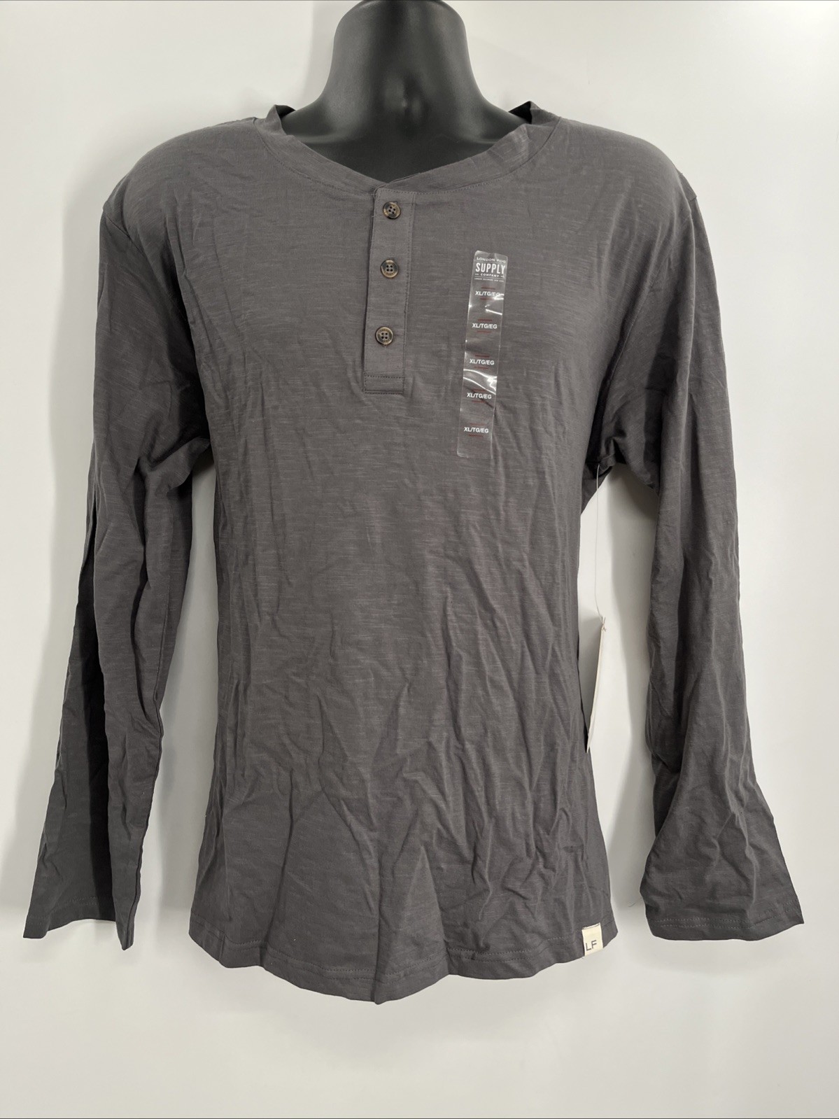London Fog Supply Men's 1/4 Button Long Sleeve Gray Performance Henley Shirt ~XL gallery