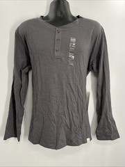 London Fog Supply Men’s 1/4 Button Long Sleeve Gray Performance Henley Shirt ~XL