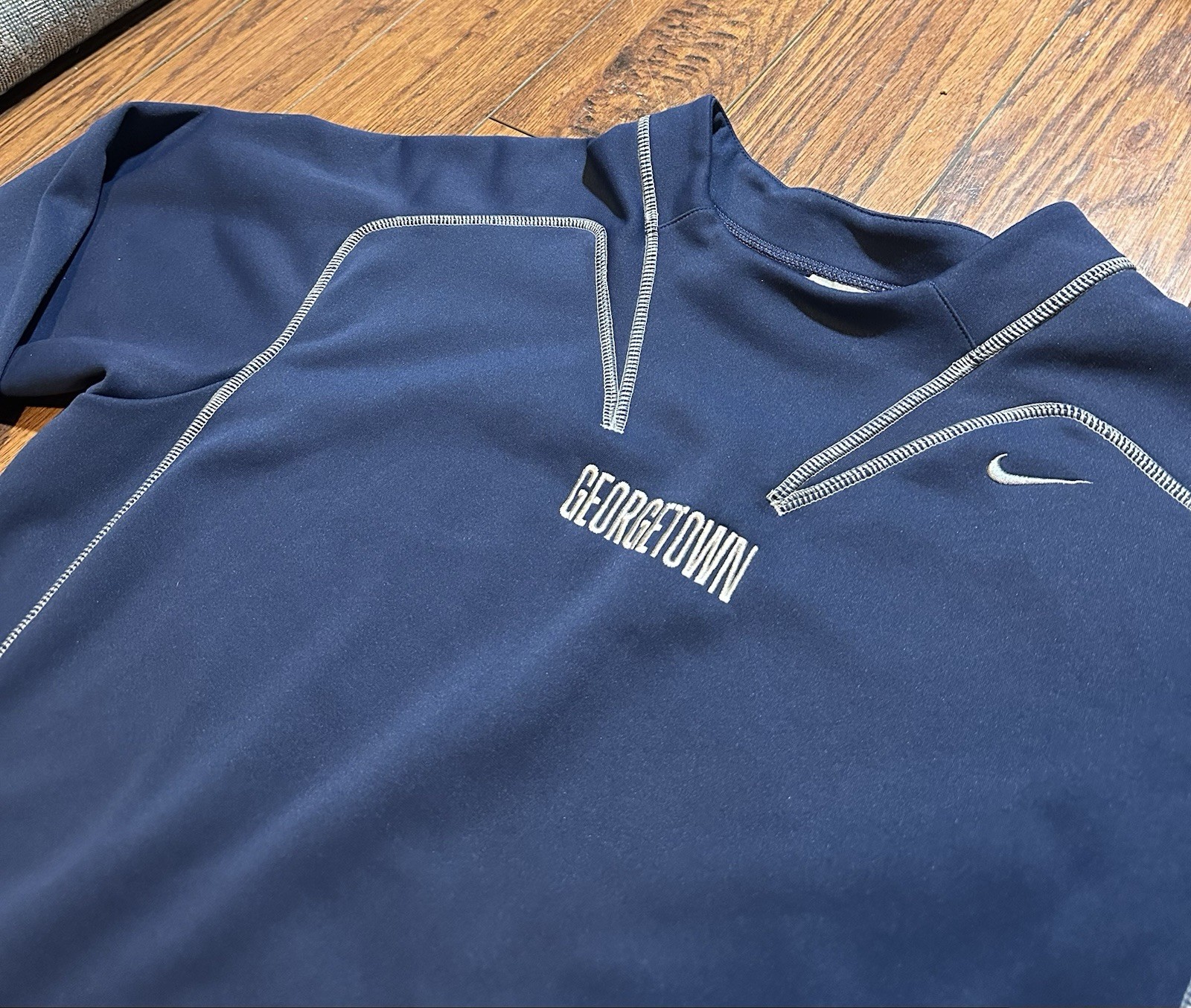 VTG Nike Warmup Shirt Mens M Blue Georgetown University Hoyas Logo 90s gallery