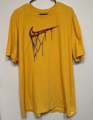 Nike Swoosh Men’s XXL Tall T-shirt Yellow Dri-Fit Basketball Rim Chain Net