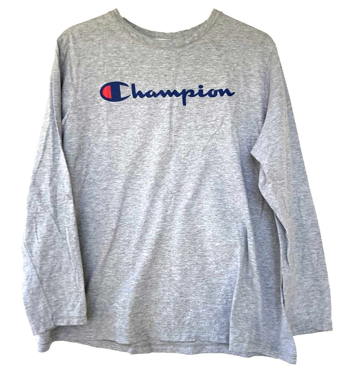 Champion Mens Long Sleeve Logo T Shirt Gray SIZE 3X Crew Cotton Logo Long Sleeve gallery