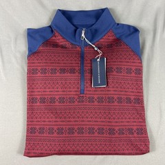 Holderness & Bourne Golf Pullover Sleeve Logo 1/4 Zip Medium Blue Red MSRP $125