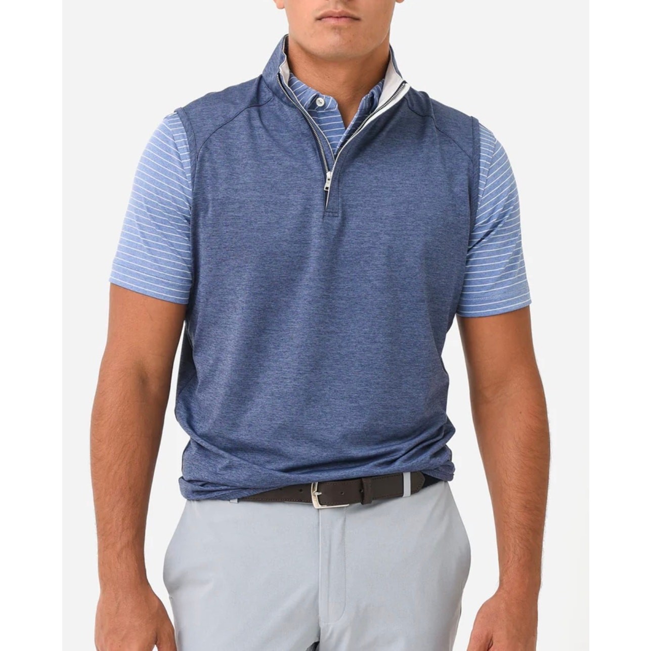 Peter Millar Crown Crafted Men's Stealth Performance Quarter-Zip Vest Blue L gallery