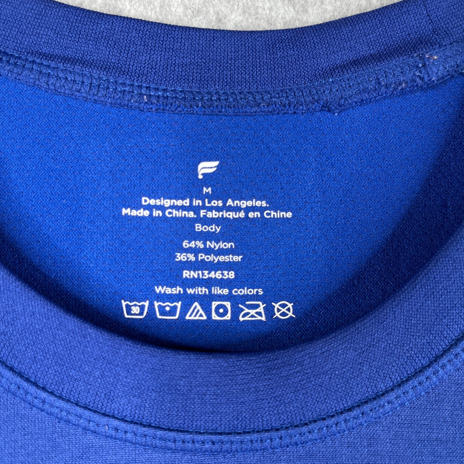 Fabletics Gym T Shirt Medium Royal Blue Performance Stretch Casual Mens gallery