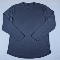 Cuts Clothing Curve Hem Shirt Mens Medium Black Long Sleeve Crewneck Solid Plain