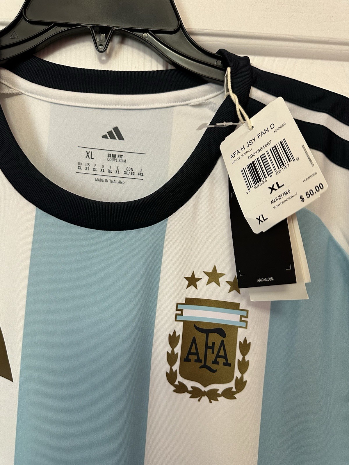 Size XL adidas Argentina AFA Home Soccer Jersey Fan KA8069 Mens White Blue NWT gallery