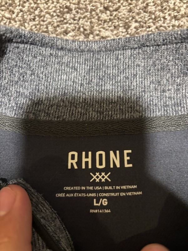 Rhone Quarter Zip Pullover Mens Large Blue Grey Heather Athletic Performance gallery