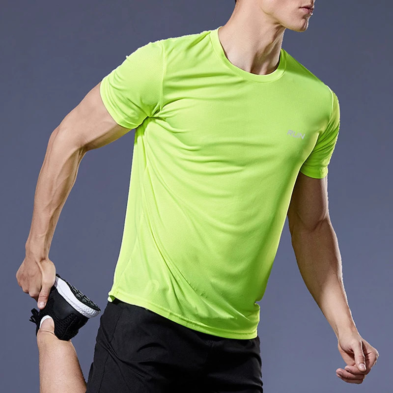 Men Quick Dry Gym Running Shirt Breathable Fitness Sports Tee Summer Workout Top gallery
