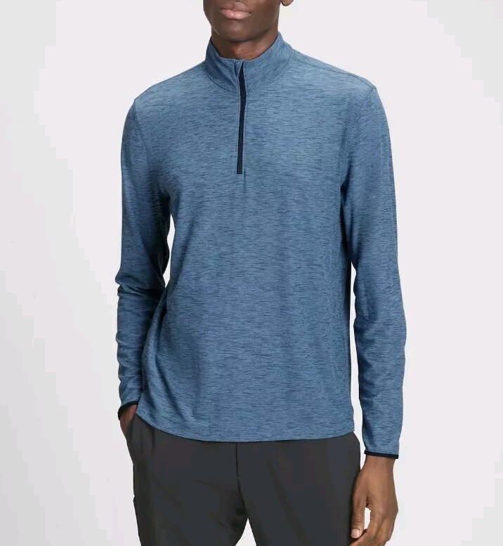 NWT Gap Fit Men's All Day Quarter Zip Active Shirt Blue Size S, XL gallery