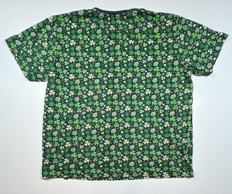 Denim & Flower Green All Over 4 Leaf Clover Print T Shirt Large St Patrick day gallery