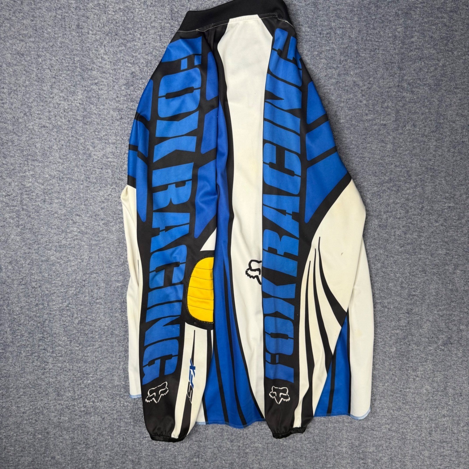 Fox Racing Motocross Jersey Blue Black Long Sleeve Padded MX Shirt Men L Stained gallery