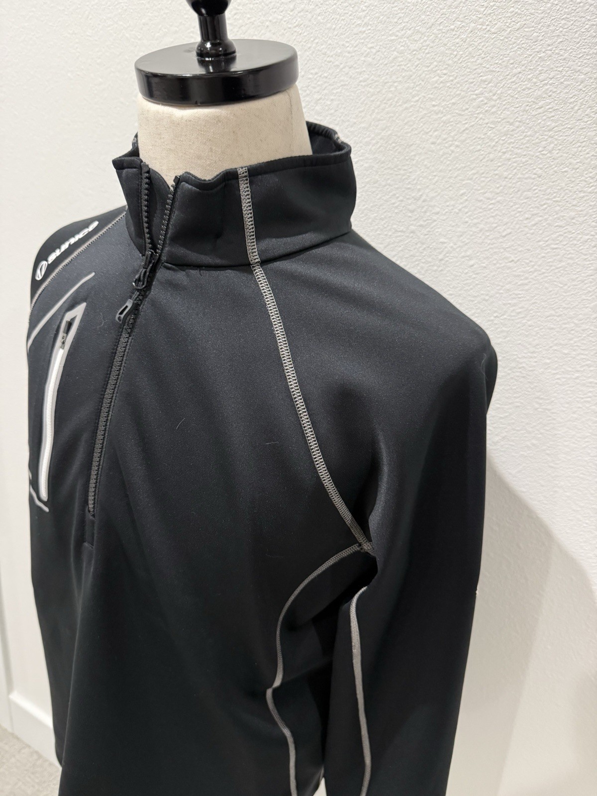 Sunice Mens M Athletic Performance Long Sleeve Shirt 1/4 Zip Black Mock Medium gallery