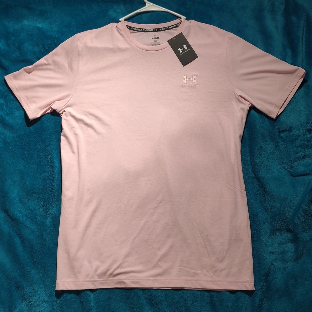 Under Armour Men’s Icon Embroidered Logo Tee Size Medium Loose Fit Prime Pink