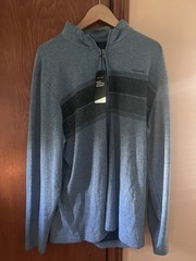 Travis Mathew Bridge The Gap 1/4 Zip Pullover Mens Medium Blue Stripe Golf XL