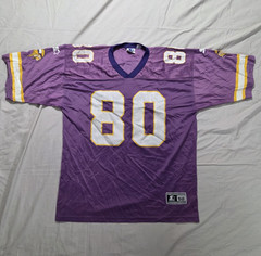 Vintage Minnesota Vikings Carter 80 Starter Size 52 XL Light Purple Jersey 1995