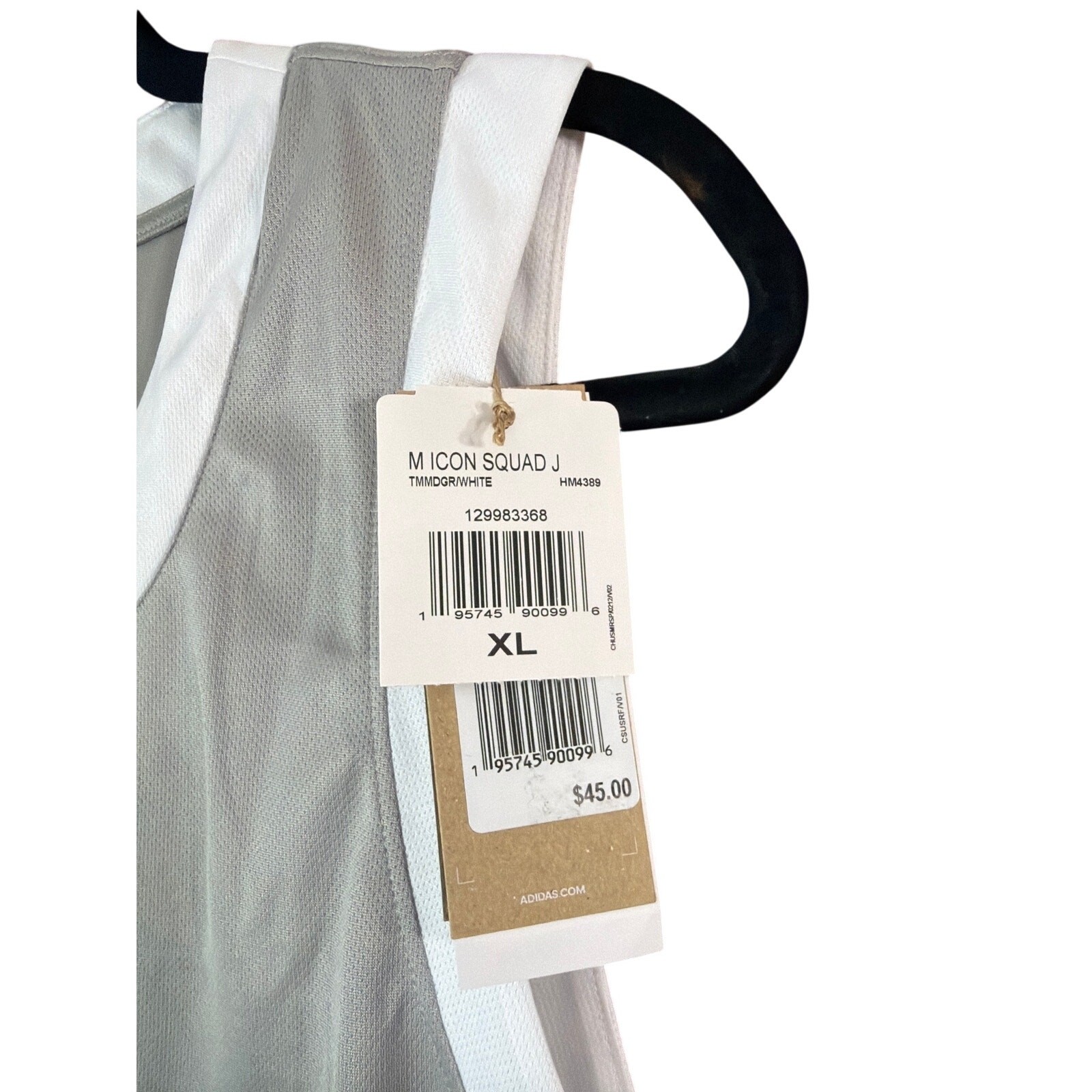 Adidas Men's Icon Squad Basketball Jersey Grey & White Size Extra Large XL New gallery
