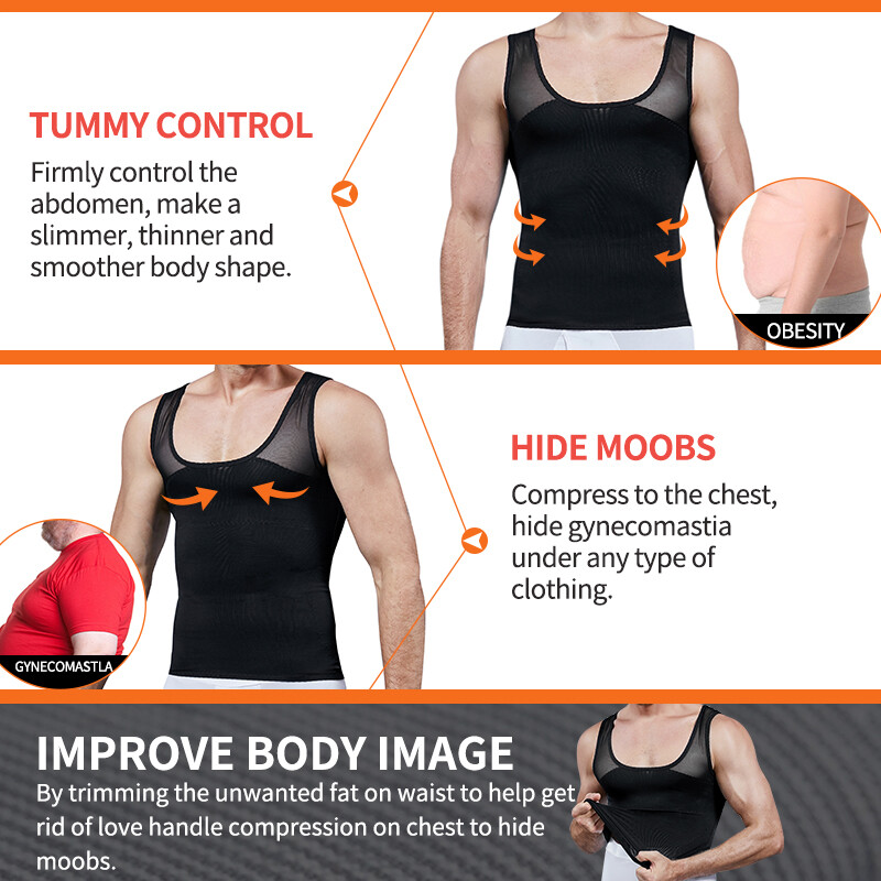 Gynecomastia Compression Shirt Slimming Mens Shapewear to Hide Man Boobs Moobs gallery