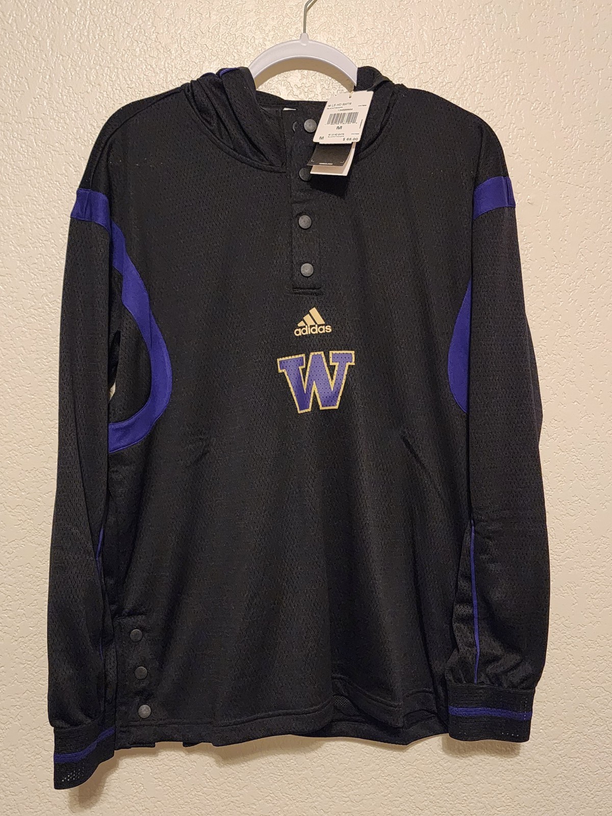Adidas Washington Huskies Men’s Size Medium Hoodie Sweatshirt Mesh Pullover NEW gallery