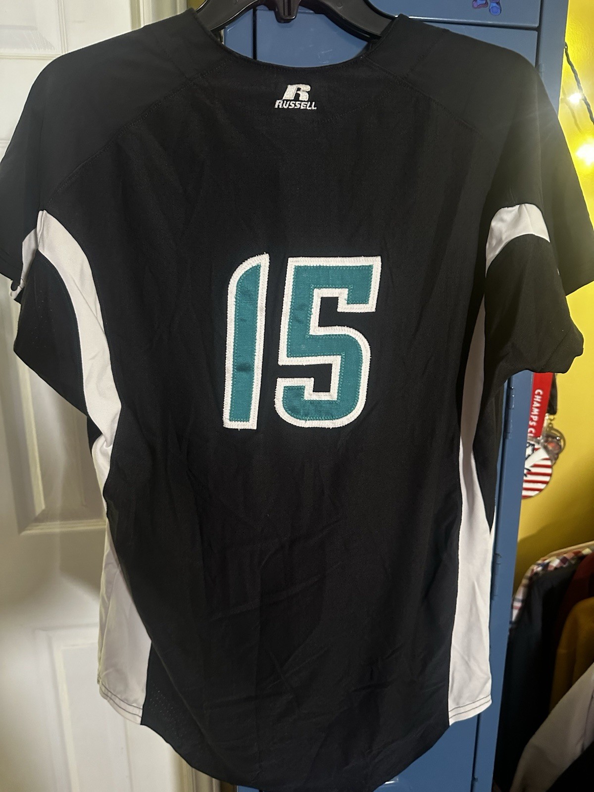 RA Coastal CAROLINA Baseball Jersey Black Teal Number 15 Size Med TEAM ISSU gallery