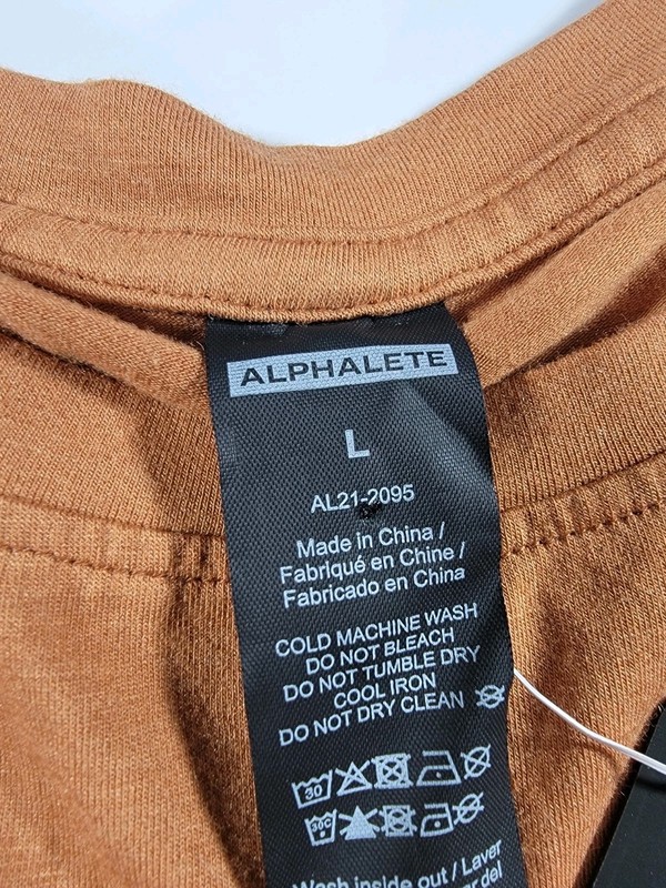NEW Alphalete Men’s Workout Pocket T-Shirt Large Fitted Brown Stretch Gym NWT gallery