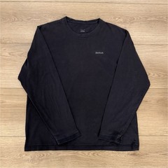 Reebok Black Long Sleeve T Shirt Men XL Vintage Faded Minimal Logo Athletic Tee