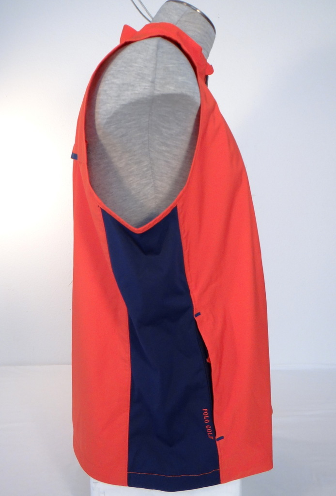 Men's XL Polo Golf Ralph Lauren Orange Vest Packable Water Resistant Zip Front gallery
