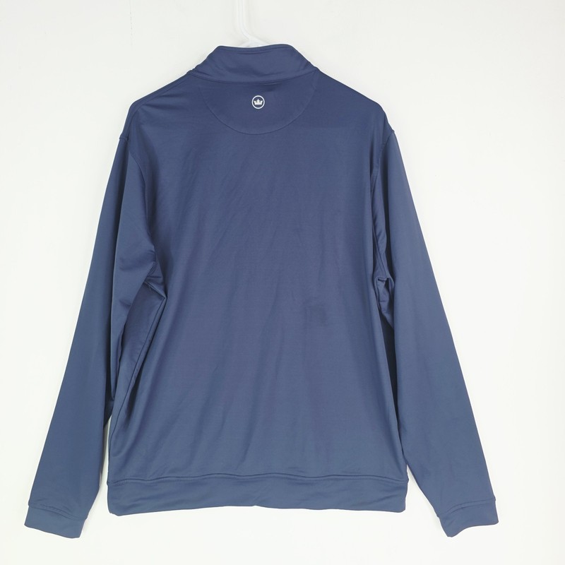 Peter Millar Pullover Men's Large Perth Performance 1/4 Zip Golf Solid Navy Logo gallery