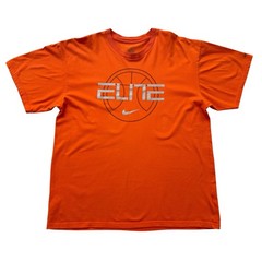 Nike Elite T Shirt Men’s L Orange Basketball Graphic Athletic Tee Swoosh Gym