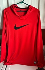NWT Nike Elite Dri Fit Basketball Red Long Sleeve Hooded Shirt – Large